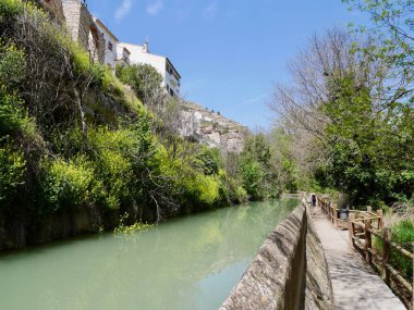 Canal in Alcala del Jucar. Prrovince of Albacete, Castile La Mancha, Spain. High quality photo