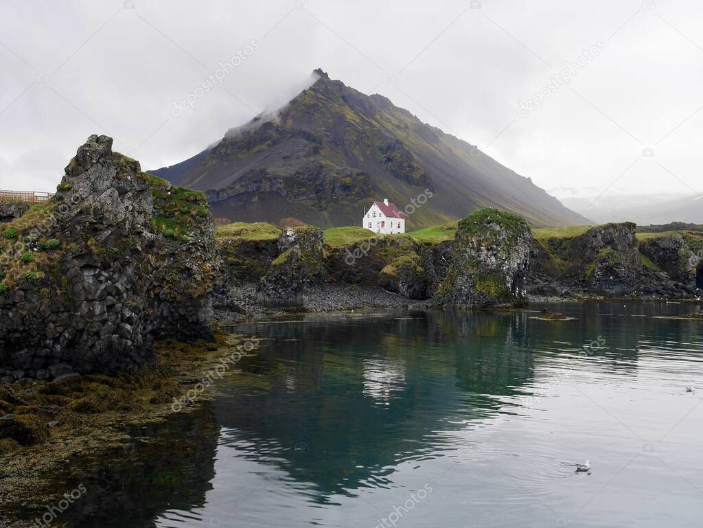 House at harbour of Arnarstapi, Iceland. High quality photo