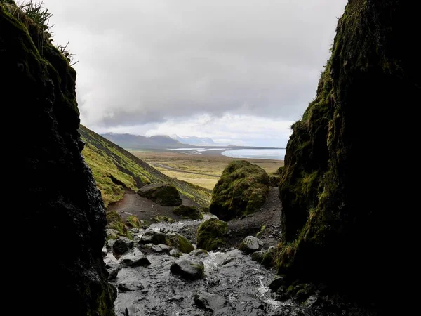 Вид Зсередини Ущелини Raudfeldsgja Півострів Snaefellsnes Ісландія Фотографія Високої Якості — стокове фото