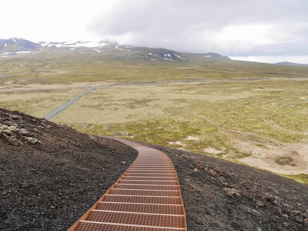 Escadas Para Cratera Saxholl Península Snaefellsnes Islândia Foto Alta Qualidade — Fotografia de Stock