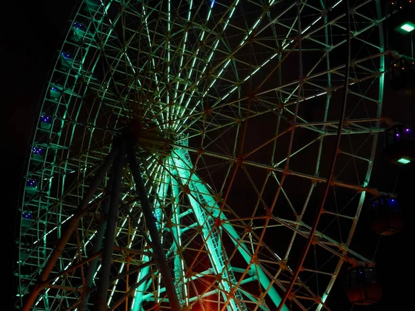 Night View Illuminated Ferris Wheel Mtatsminda Amusement Park High Quality — Stock Photo, Image