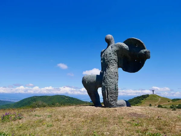 Famoso Monumento Batalha Didgori Com Esculturas Soldados Gigantes Georgia Foto — Fotografia de Stock