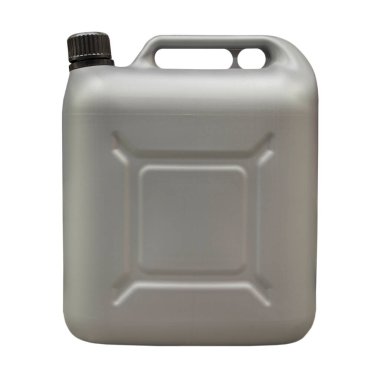 Beyaz arka planda izole edilmiş plastik bidon. Benzin bidonu. Genel amaçlı sıvı konteynırlar için galonlar.