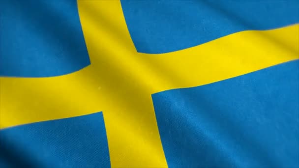 Stockfootage der Schwedischen Nationalflagge - Animierte Schwedische Landesflagge - Windiger Flaggenbewegungshintergrund