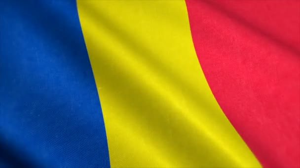 Romanya Ulusal Bayrağının Stok Görüntüleri Canlandırılmış Romanya Ülke Bayrağı Rüzgarlı — Stok video