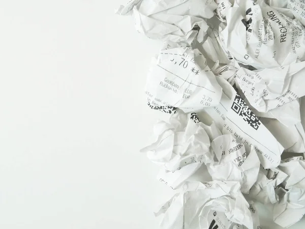 Backround Com Recibos Papel Enrugado Top View Paper Waste — Fotografia de Stock