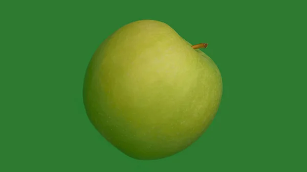 苹果果实 孤立的绿色背景 密切关注苹果背景 有机健康食品 — 图库照片