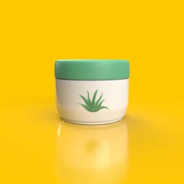 Aloe Vera Creme. Aloevera kremi. El kremi vücut bakımı. Agave kozmetik losyonu. Cilt bakım ürünleri için izole kavanoz kabı. Organik doğal nemlendirici..