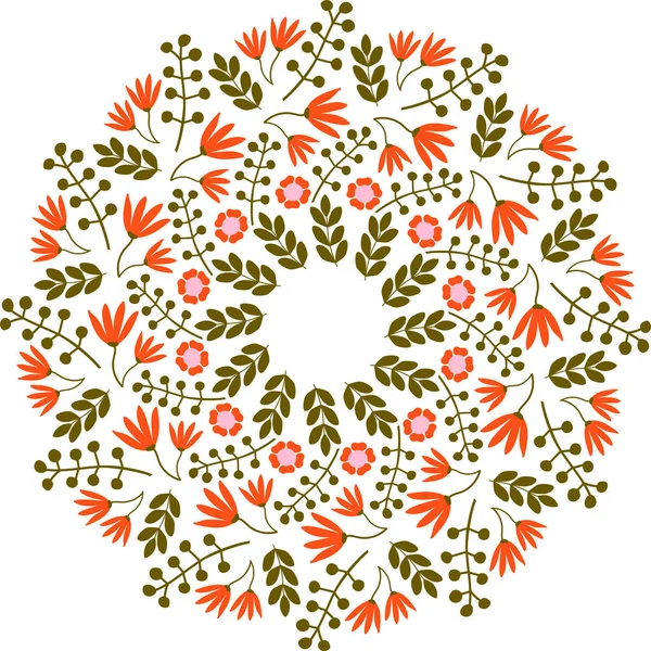 Круглый Цветок Милыми Цветами Листьями Иллюстрация Поздравительным Открыткам Плакатам Приглашениям — стоковое фото