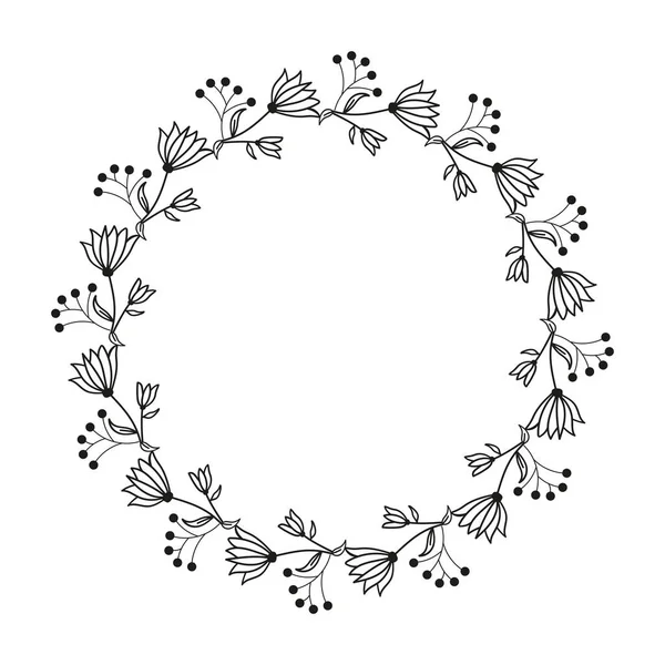 Çerçeve, boyama kitabı sayfası, çiçek çemberi siyah beyaz, karalama el çizimi 