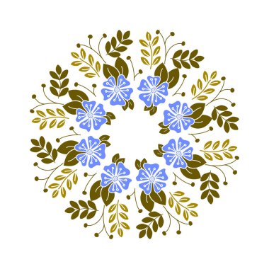 Renkli çiçeklerin çelengi, çerçeveli yabani çiçekler..