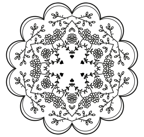 Çerçeve, boyama kitabı sayfası, çiçek çemberi siyah beyaz, karalama el çizimi 