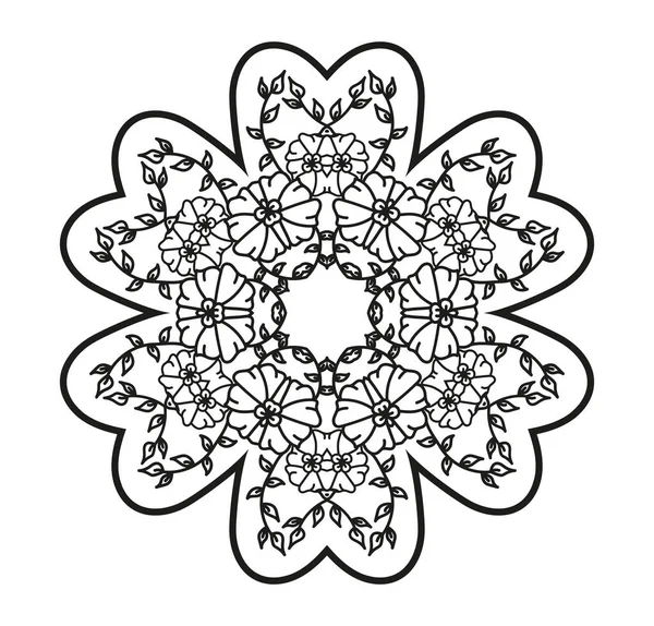 Çerçeve, boyama kitabı sayfası, çiçek çemberi siyah beyaz, karalama el çizimi 