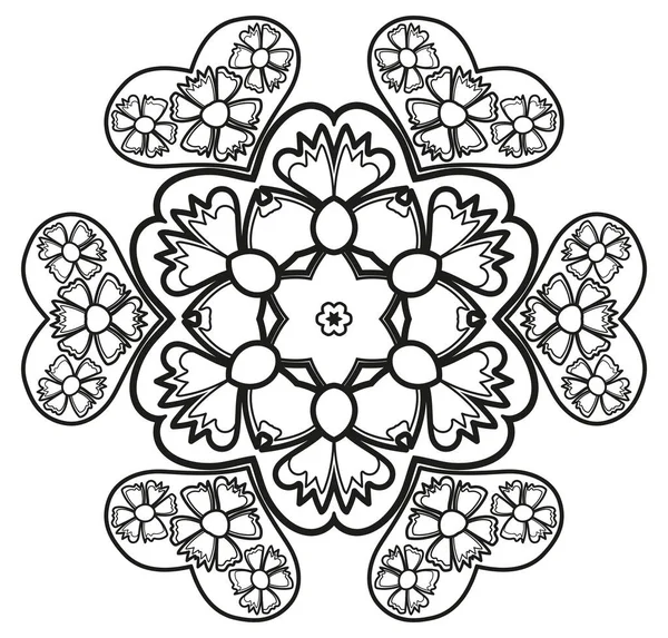 Çerçeve, boyama kitabı sayfası, çiçek çemberi siyah beyaz, karalama el çizimi 