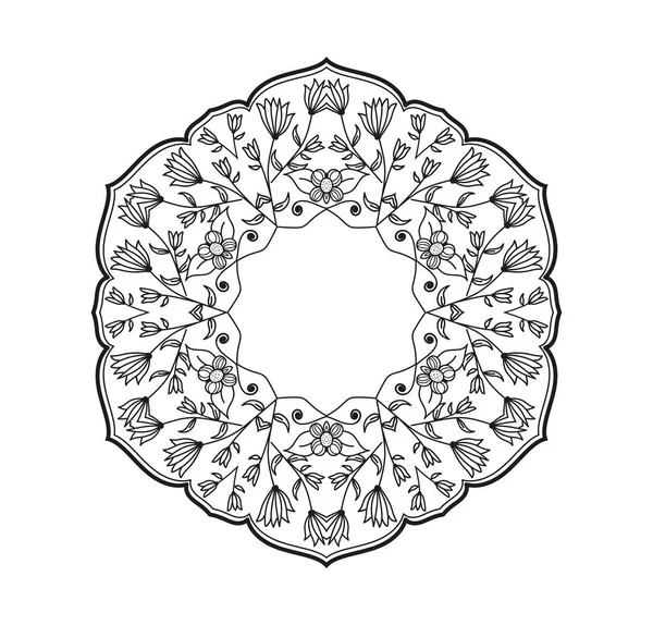 Çerçeve, boyama kitabı sayfası, çiçek çemberi siyah beyaz, karalama el çizimi 