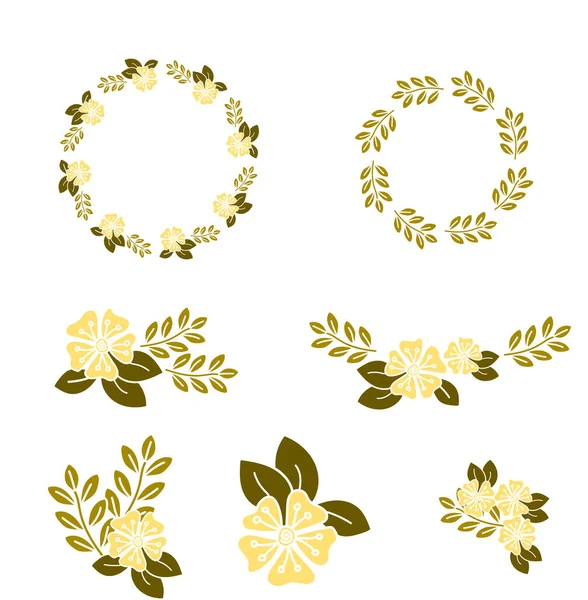 Çiçek seti, çiçek çelengi, kalp, buket. Kart selamı, davet