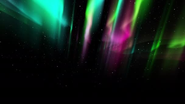 壮大な明るい現実的なオーロラボレアリスの風景のアニメーション 背景のダイナミックな星の動き — ストック動画