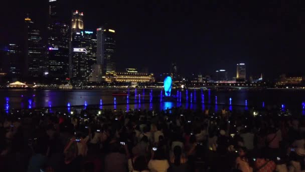 Nowiutki Pokaz Światła Wody Świeżym Powietrzu Nad Wodą Event Plaza — Wideo stockowe