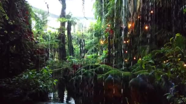 Wasserfall Conservatory Cloud Forest Dome Singapur Einem Sommertag — Stockvideo