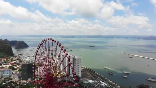 Hög Kvalitet Royaltyfria Stockfilm Flygfoto Över Sun World Halong Park — Stockvideo