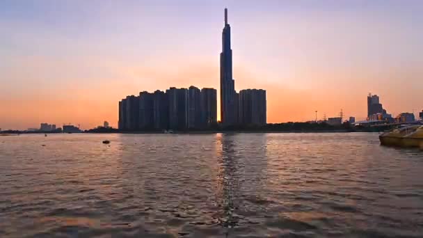 胡志明市或赛贡市的时差景观 天际线日落到夜晚 皇家高质量的股票镜头在夕阳西下的胡志明市时光流逝 时间的流逝或时间的流逝是快速的视频 — 图库视频影像