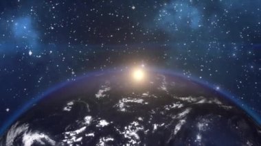Toprak. Uzaydan bak. Yıldızlar parıldıyor. Dünya üzerinde uçmak. Uzaydan dünyaya güzel bir manzara 