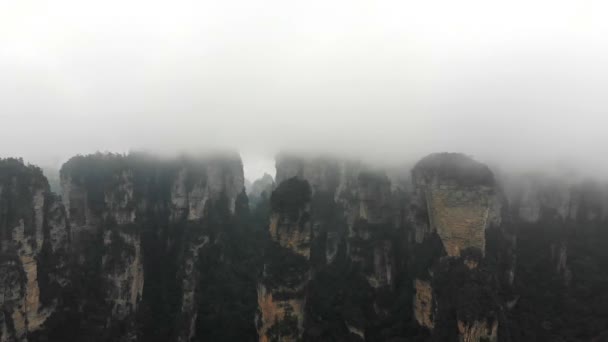 공원에서 킬로미터에 달하는 갤러리의 드론이 아름다운 Zangjiajie Wulingyuan National Forest — 비디오
