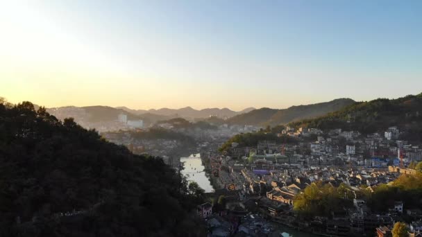 Luftbild Das Eine Drohne Von Fenghuang Altstadt Phoenix Alte Stadt — Stockvideo