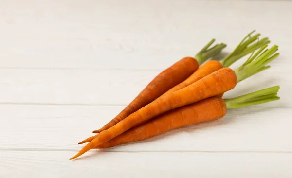Fresh Sweet Carrots Brown White Table Healthy Vegan Food Fresh — Stock Photo, Image