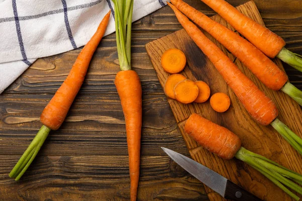Fresh Carrots Brown Texture Background Ingredient Salad Vegetarian Organic Vegetables — Stock Photo, Image