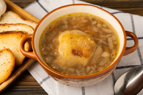Delicious Hot Buckwheat Soup Bowl Composition Brown Texture Table Soup — Stockfoto