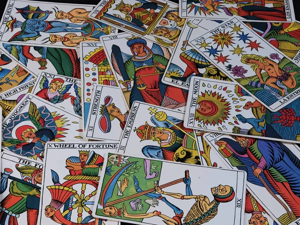 Tarot Cartes Fortune Dire Concept Sombre Fond — Photo