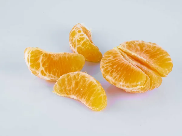 Mandarin Tangerine Wedges White Background — Stock Photo, Image
