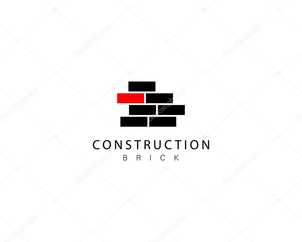 Brick construction logo design template.