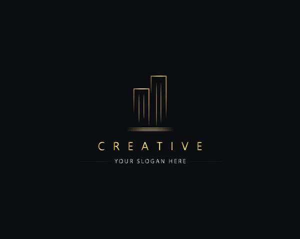 Building Logo Architecture Logo Design Concept Cityscape Logo Elegant Real — Stock Vector