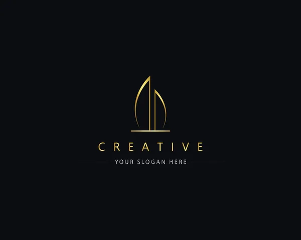 Building Logo Architecture Logo Design Concept Cityscape Logo Elegant Real — Stock vektor