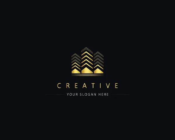 Building Logo Architecture Logo Design Concept Cityscape Logo Elegant Real — Vettoriale Stock