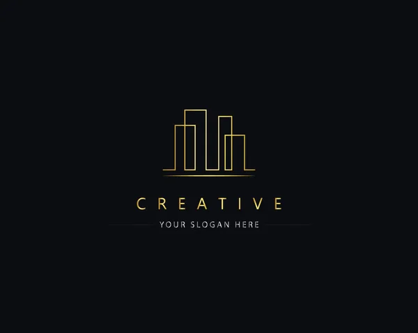 Building Logo Architecture Logo Design Concept Cityscape Logo Elegant Real — ストックベクタ