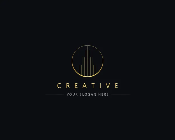 Building Logo Architecture Logo Design Concept Cityscape Logo Elegant Real — Vettoriale Stock