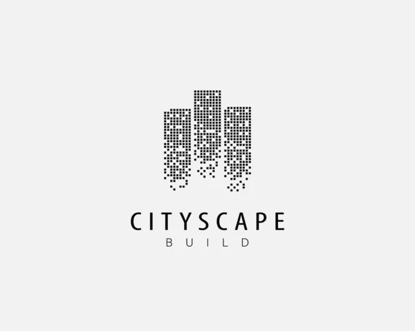 Eingestreutes Logo Design Stadtbild Mit Desintegrationseffekt — Stockvektor