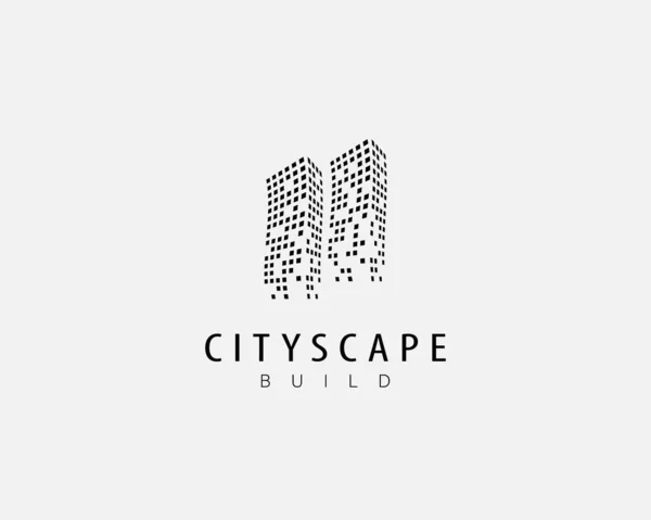 Eingestreutes Logo Design Stadtbild Mit Desintegrationseffekt — Stockvektor