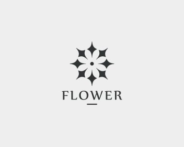 İş kimliği için zarif çiçek logosu tasarımı şablonu. Basit çiçekli monogram tasarım amblemi.