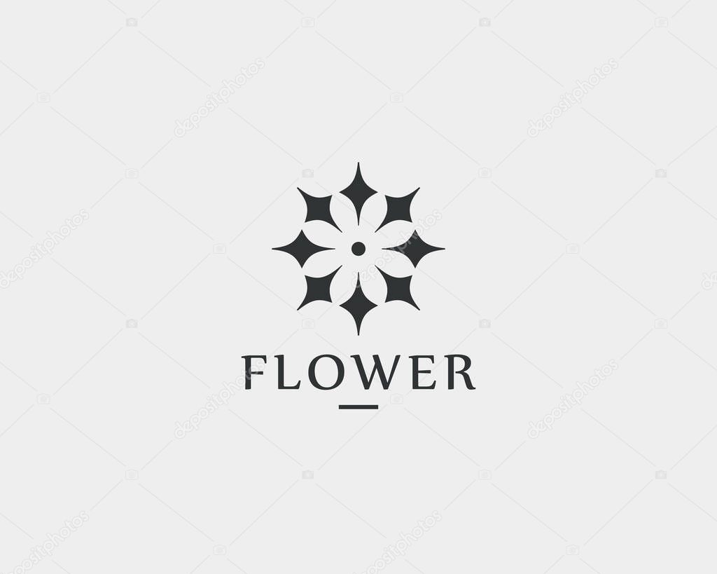 Elegant flower logo design template for business identity. Simple floral monogram design emblem.