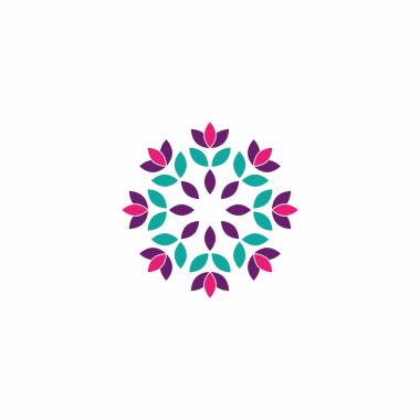 Çiçek logosu tasarım şablonu. Dekoratif çiçek vektörü amblemi.