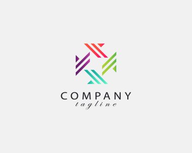 Basit geometrik elementlerle oluşturulan logo kavramı.