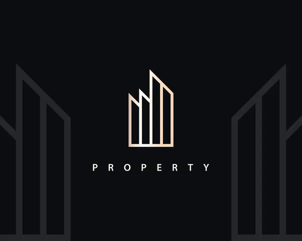 Building Architecture Logo Design Template Elegant Line Art Design Cityscape — Stock Vector