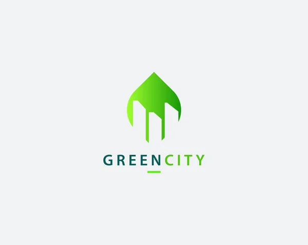 Yeşil Şehir Logo Tasarım Şablonu Kavramı — Stok Vektör