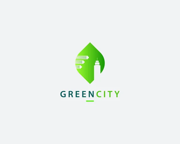 Konzept Zur Gestaltung Des Grünen City Logos — Stockvektor