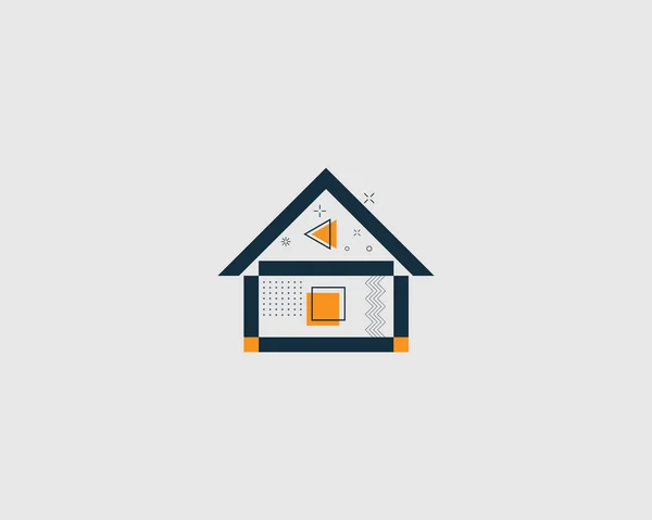Wohndesign Konzept Design Emblem Für Innen Und Außen — Stockvektor