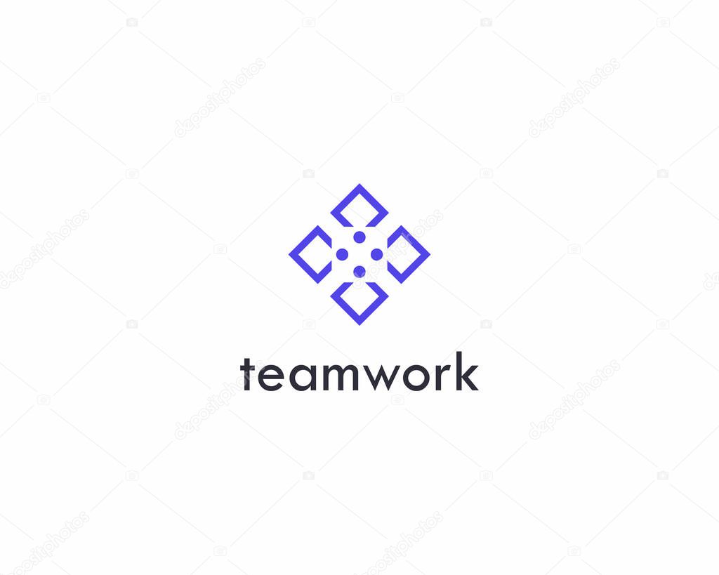 Abstract social media, teamwork, community, connection and group logo design template.